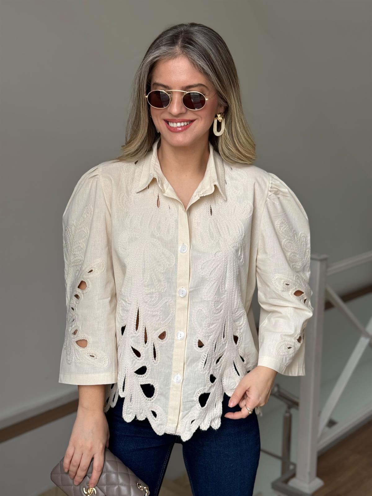 Nakışlı Vintage Tasarım Gömlek 