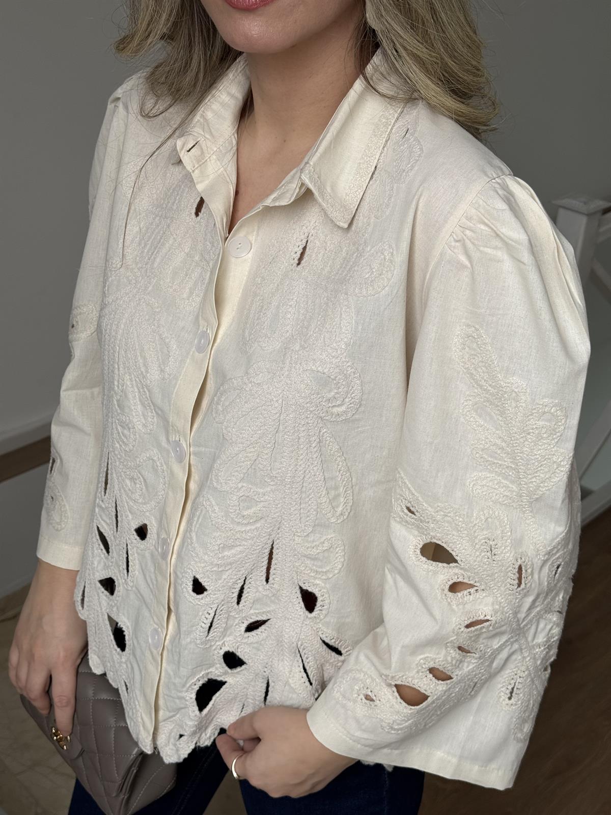 Nakışlı Vintage Tasarım Gömlek 