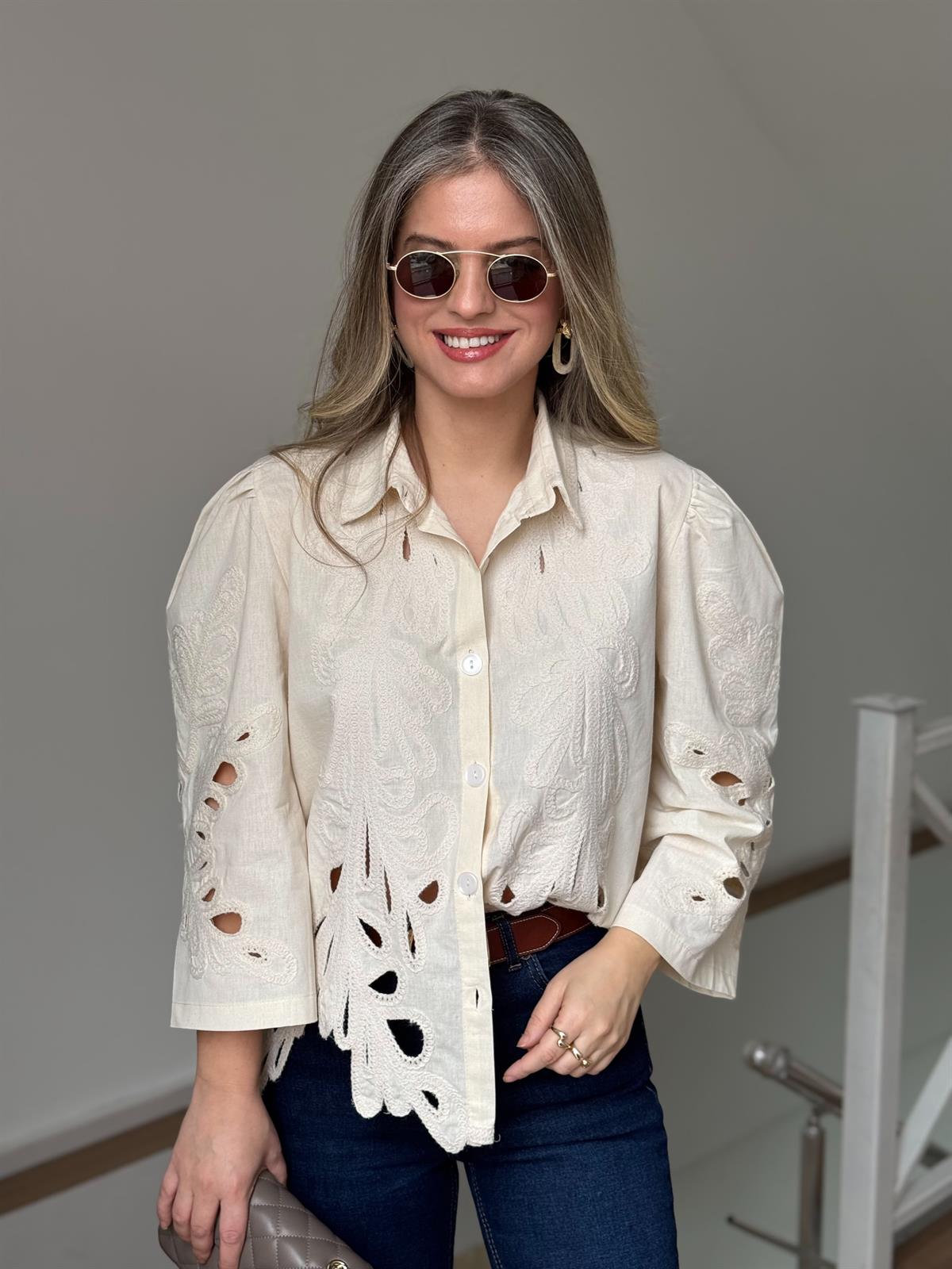 Nakışlı Vintage Tasarım Gömlek 