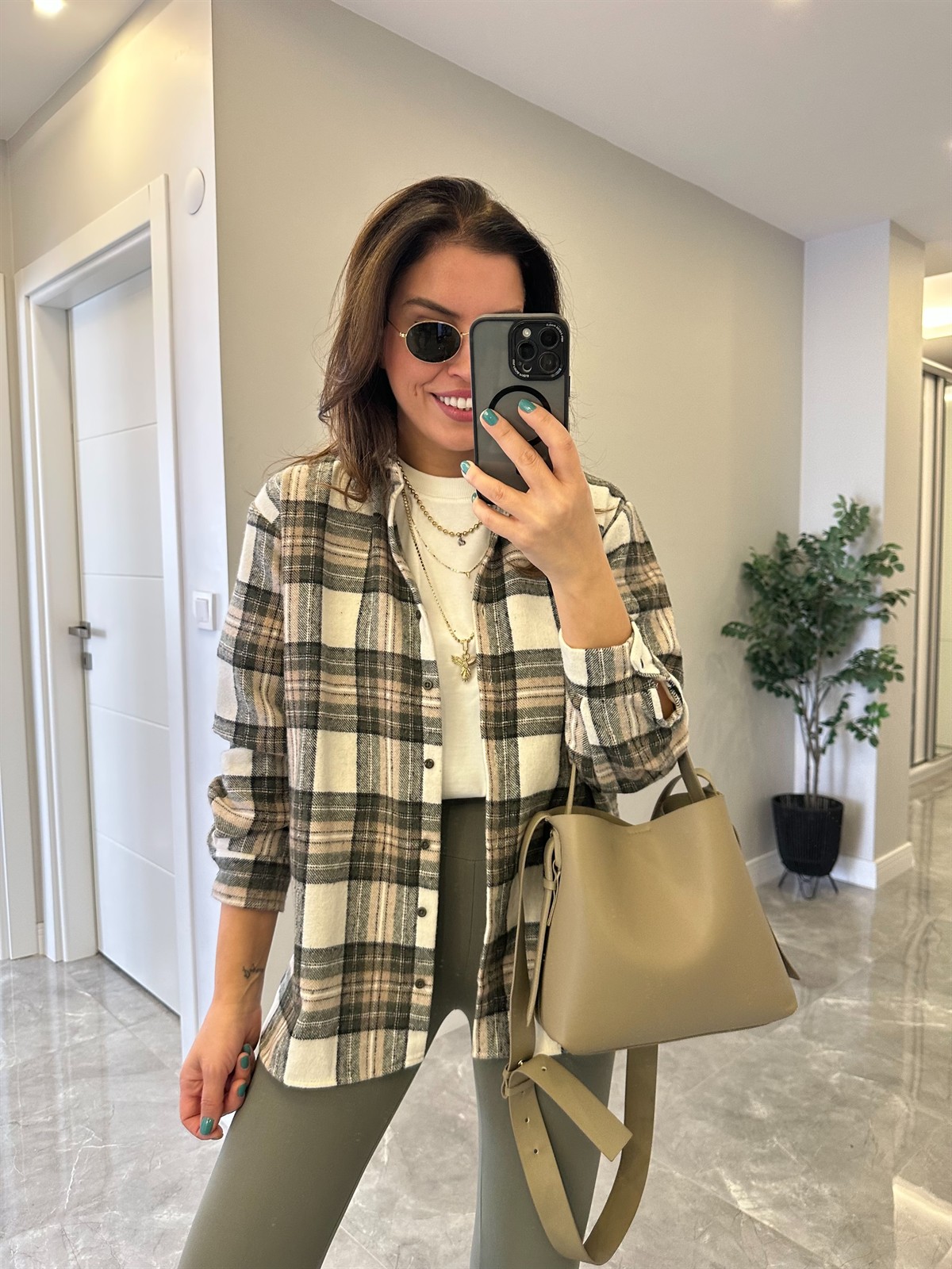 Oduncu Gömlek - Haki/Bej