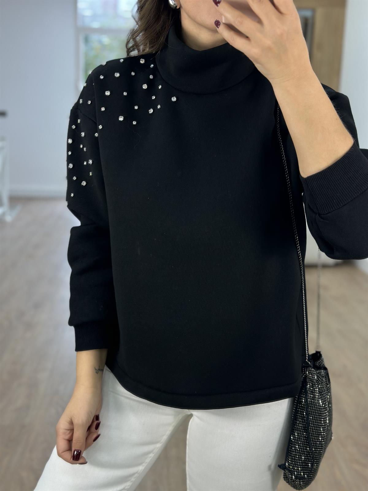 Omuzu Taşlı İçerisi Şardonlu Sweatshirt