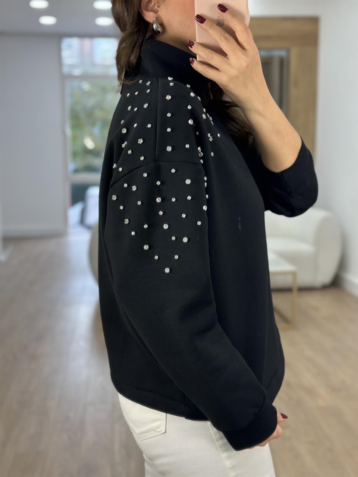 Omuzu Taşlı İçerisi Şardonlu Sweatshirt