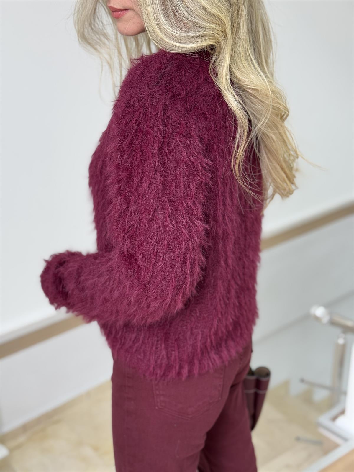 Önden Bağlamalı Saçaklı Hırka - Bordo