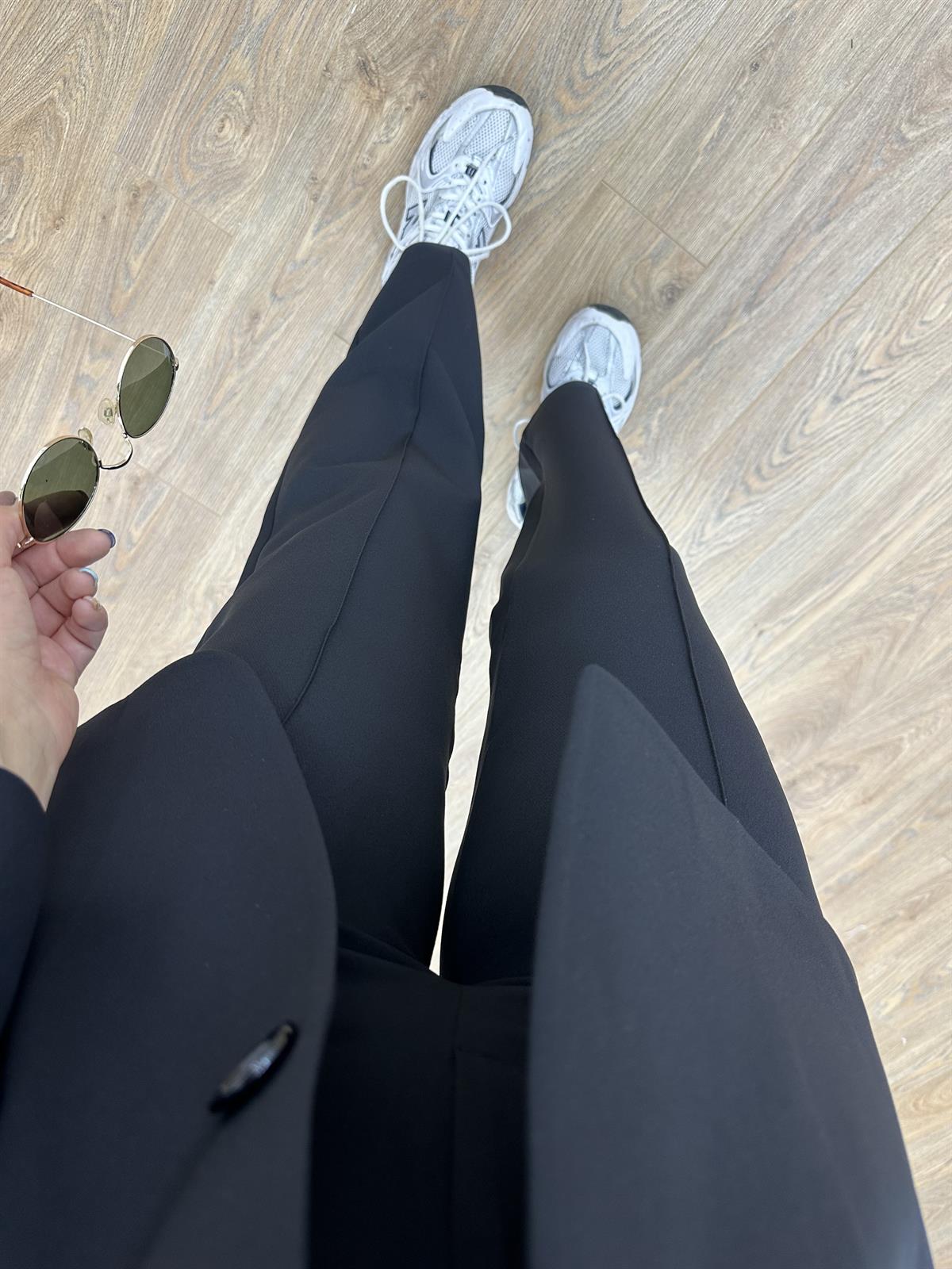 Önden Dikişli Pantolon Ceket Takım-Siyah