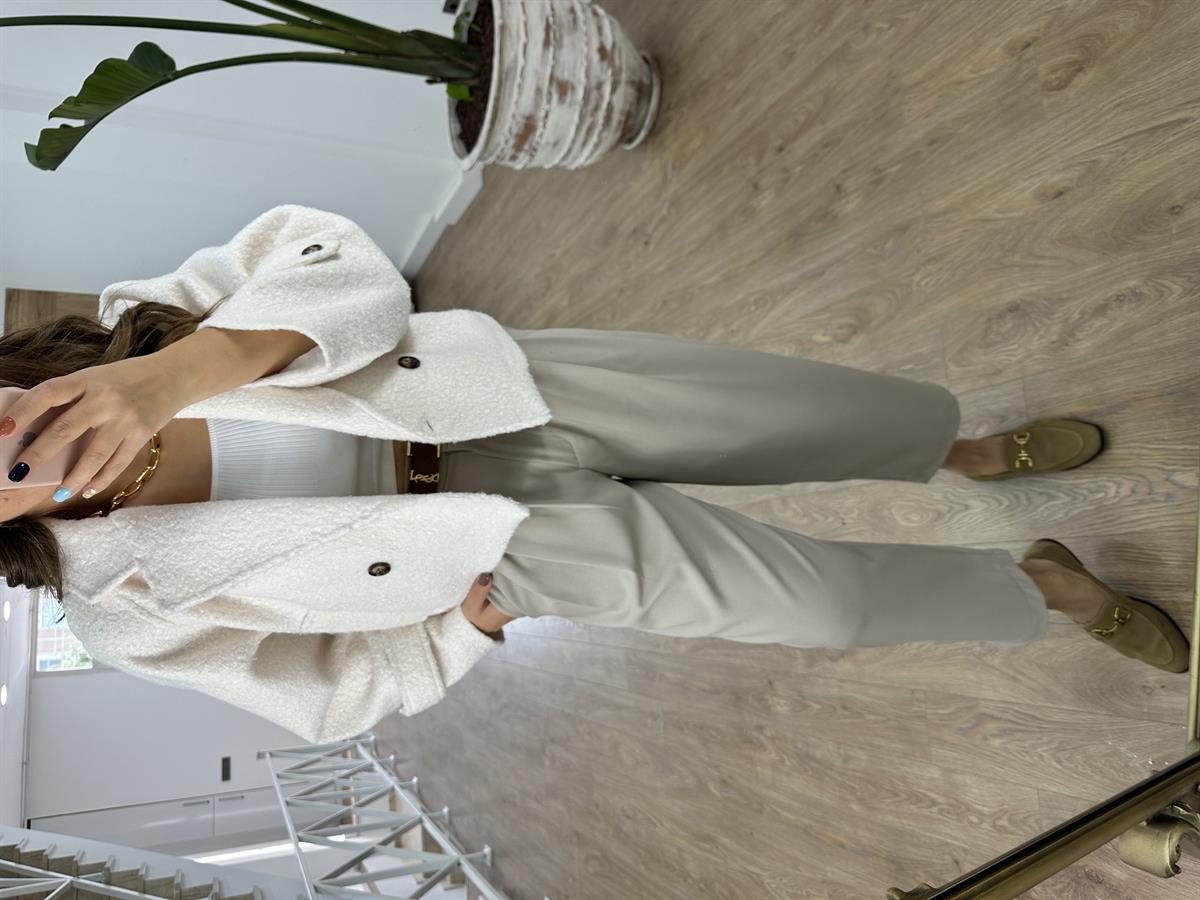 Önden Pileli Şalvar Pantolon-Vizon