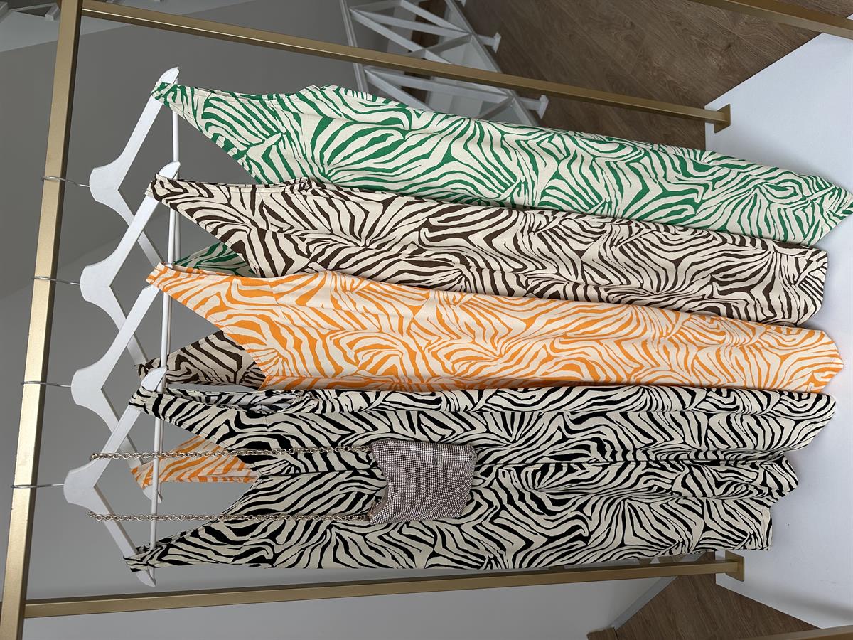 Önü Arkası V Zebra Elbise-Yeşil