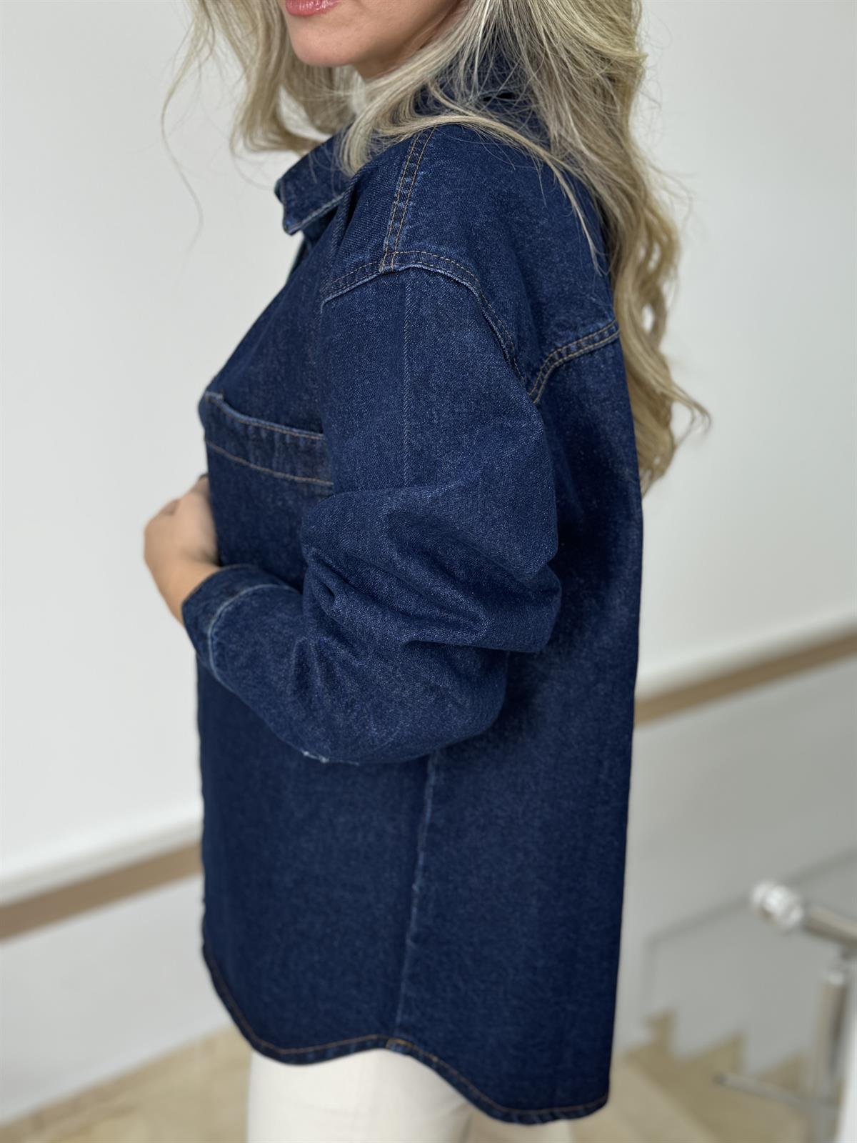 Önü Çıt Çıtlı Denim Ceket 