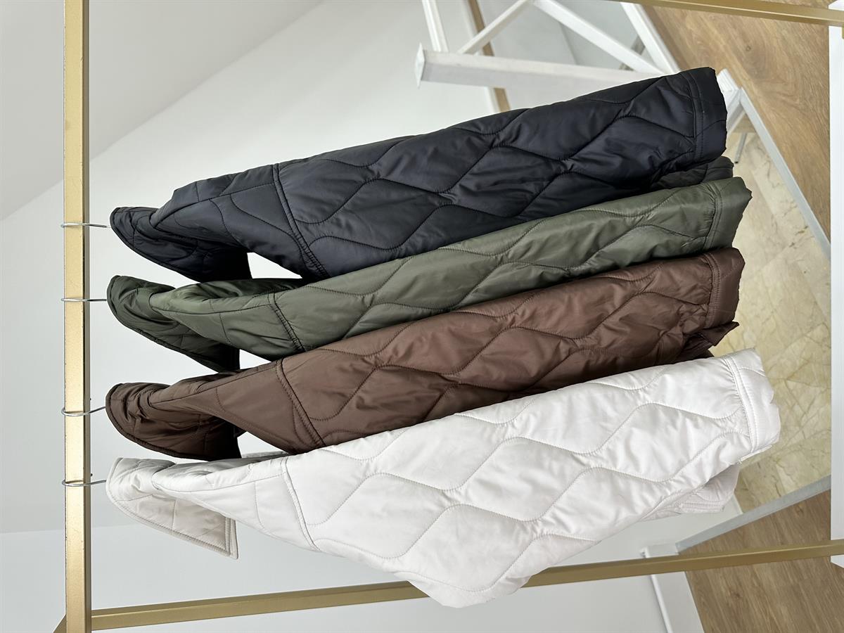 Önü Düğmeli Kapitone Mont-Haki