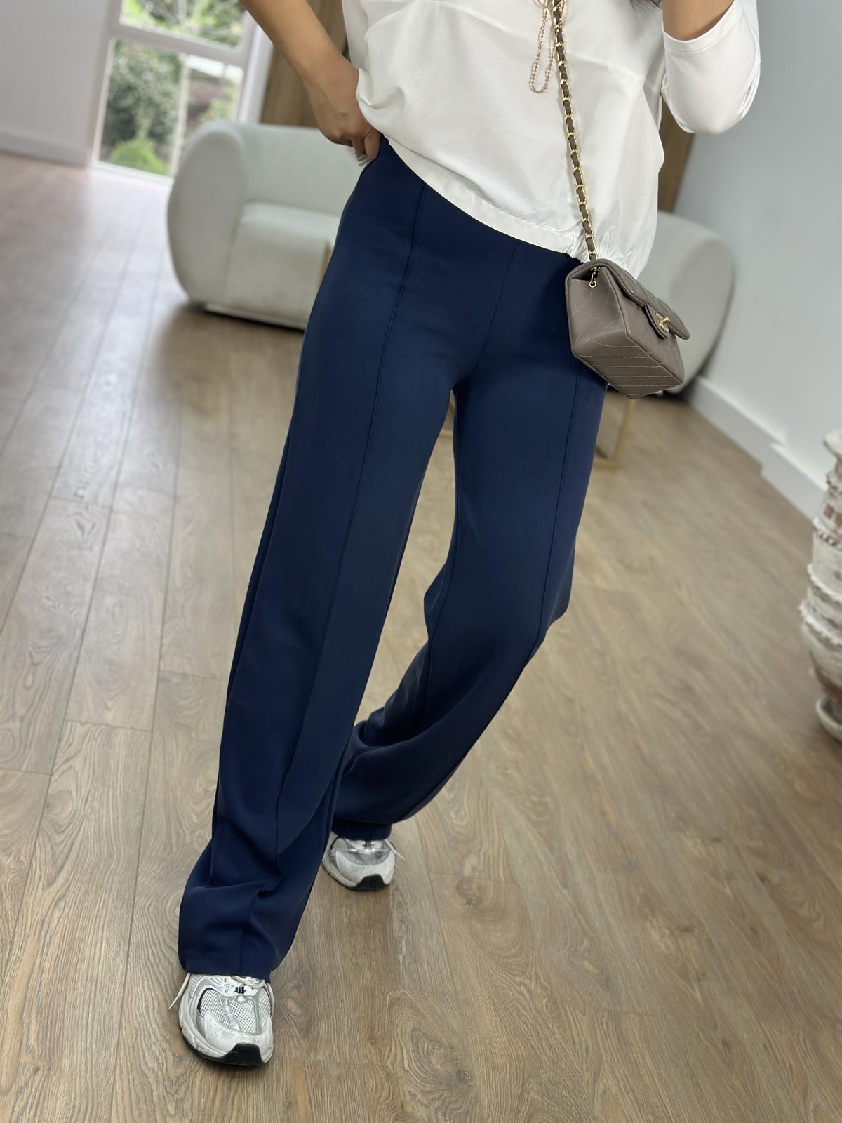 Önü Dikişli Modal Pantolon-Lacivert