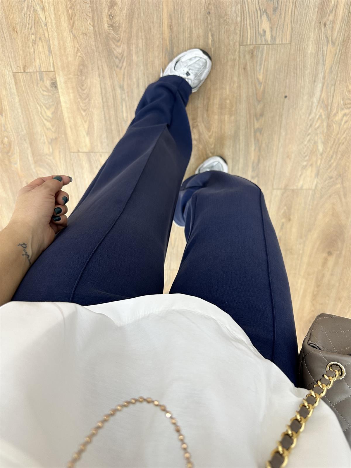 Önü Dikişli Modal Pantolon-Lacivert