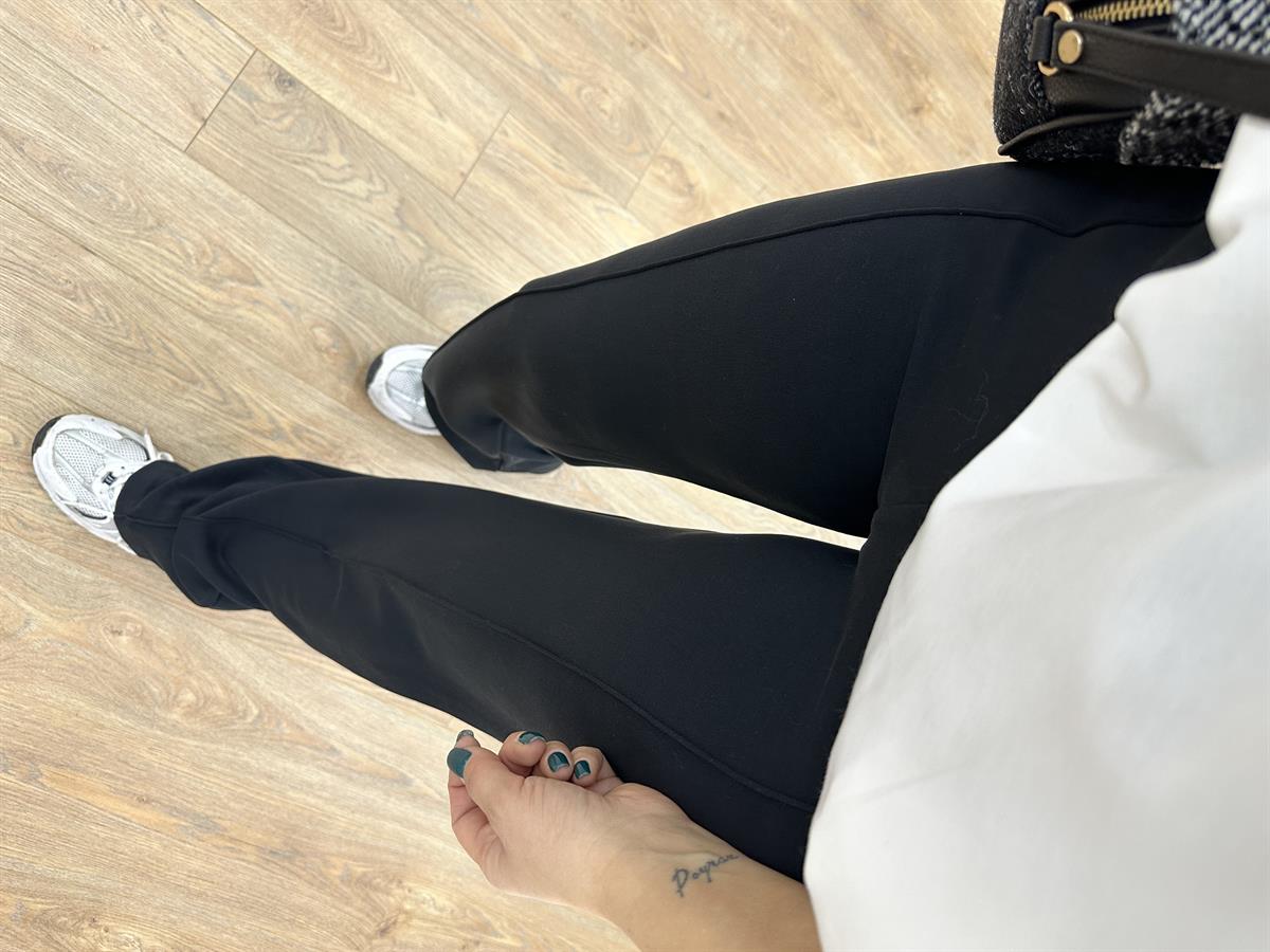 Önü Dikişli Modal Pantolon-Siyah