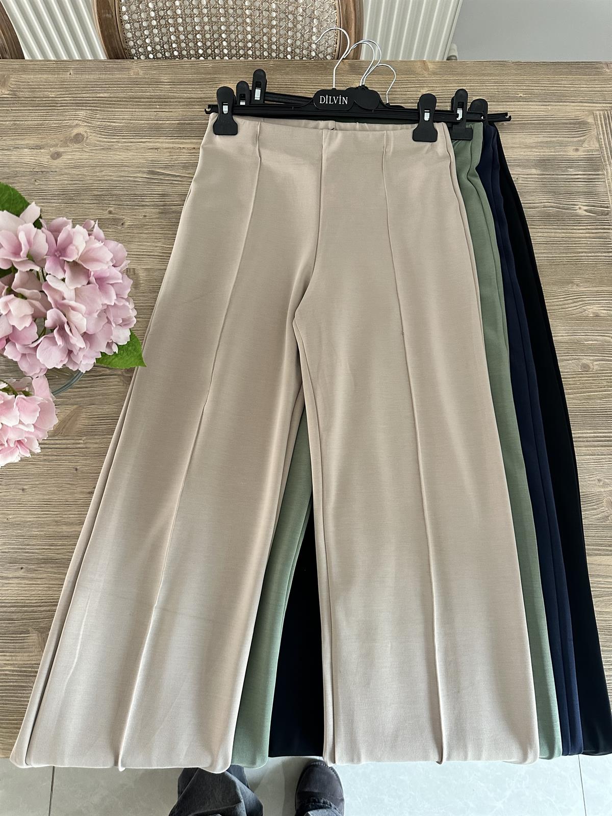 Önü Dikişli Modal Pantolon-Taş