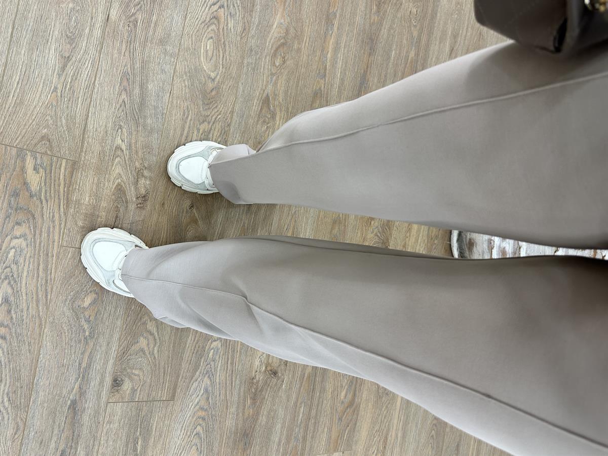 Önü Dikişli Modal Pantolon-Taş