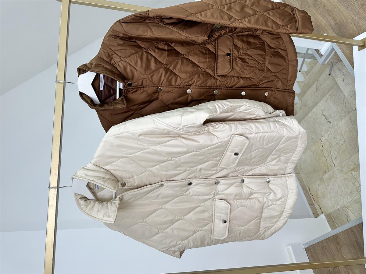 Önü Düğmeli Kapitone Mont-Taş