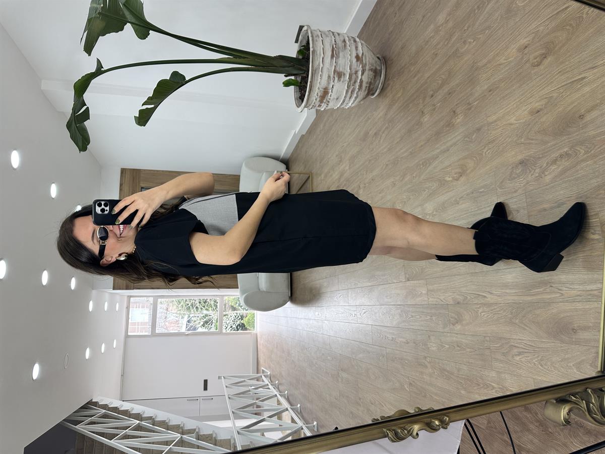 Önü Fermuar Detaylı Tasarım Elbise