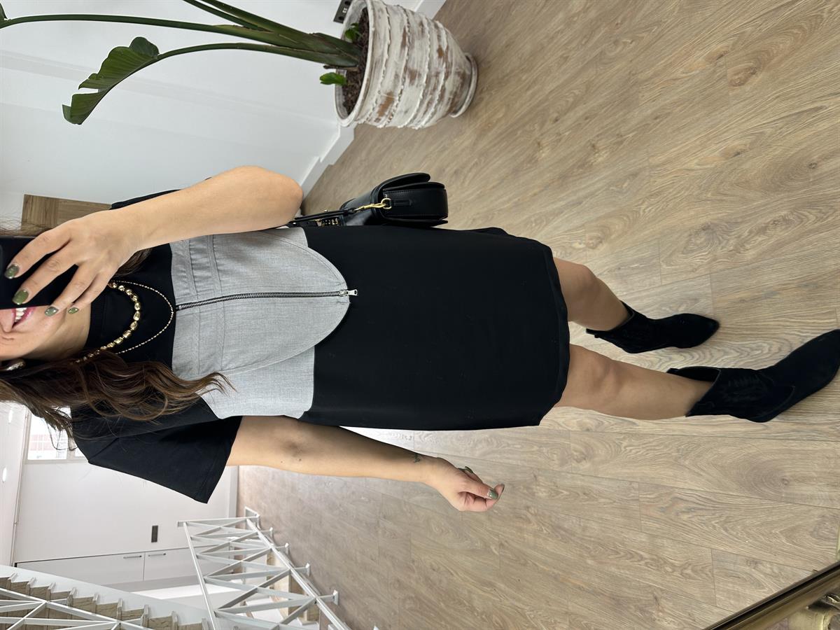 Önü Fermuar Detaylı Tasarım Elbise