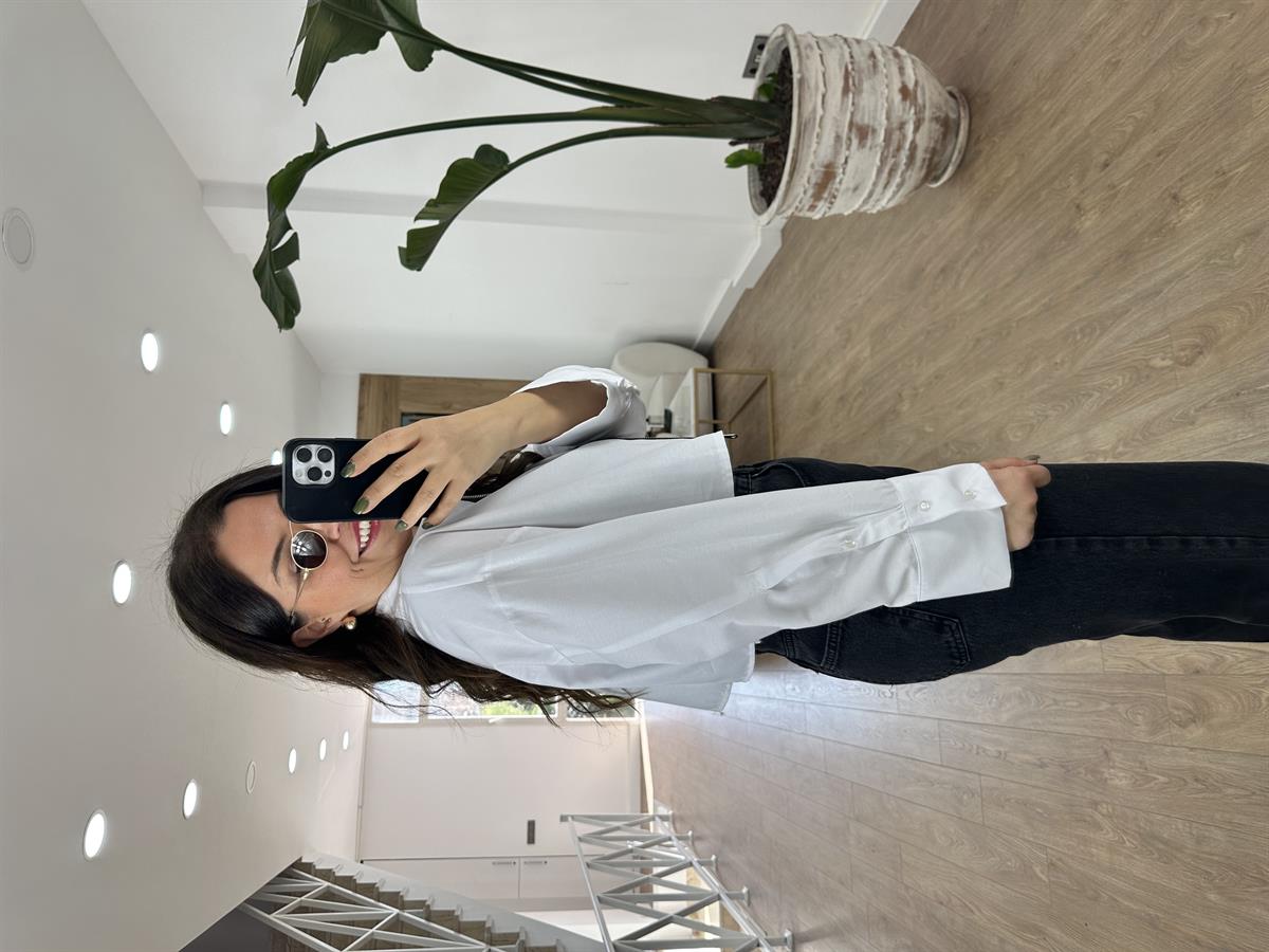 Önü Fermuarlı Crop Gömlek