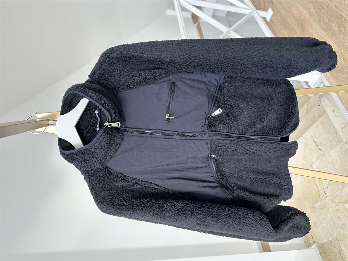 Önü Fermuarlı Paraşüt Detaylı Peluş Ceket