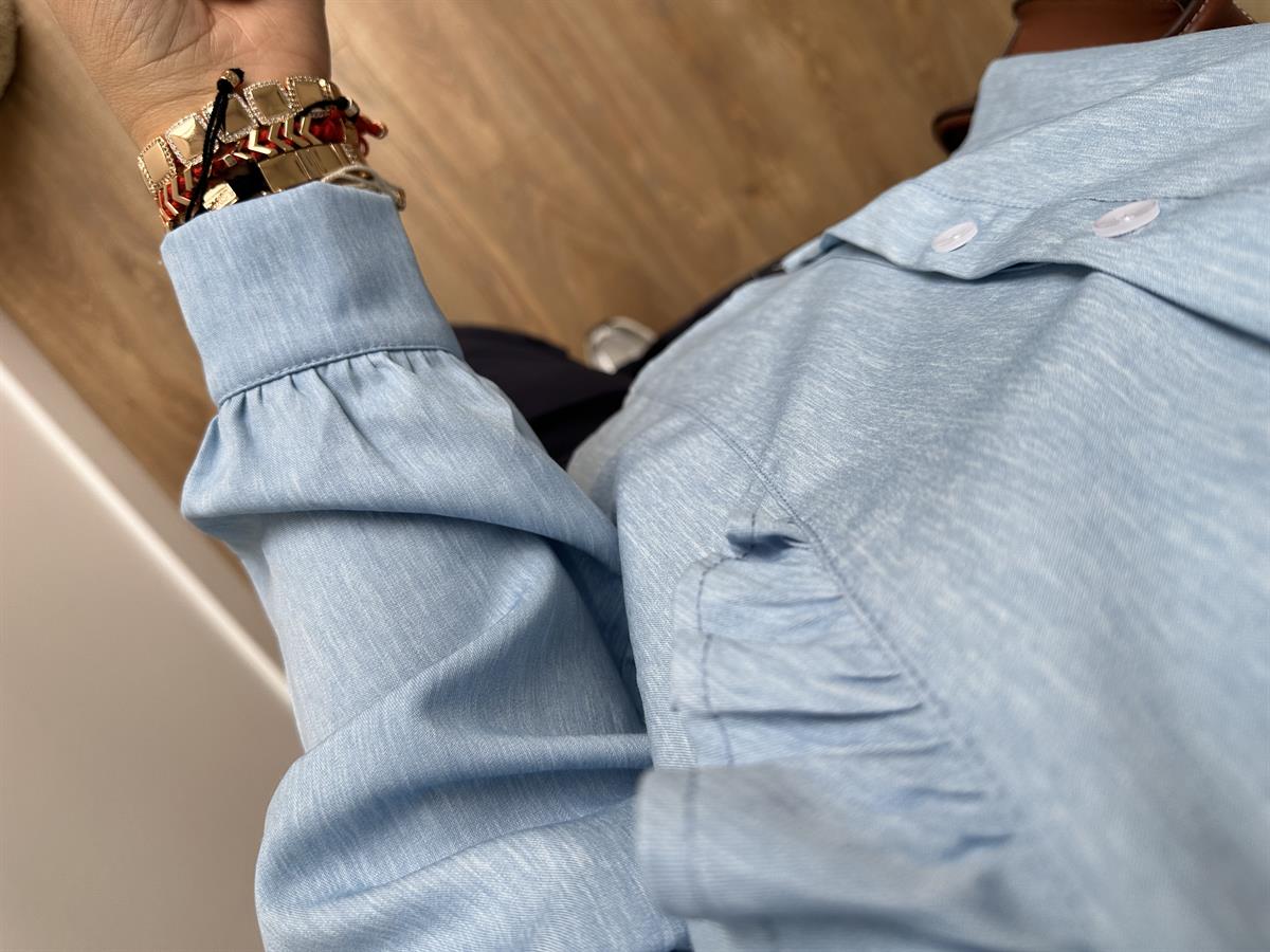 Önü Fırfırlı Tencel Gömlek