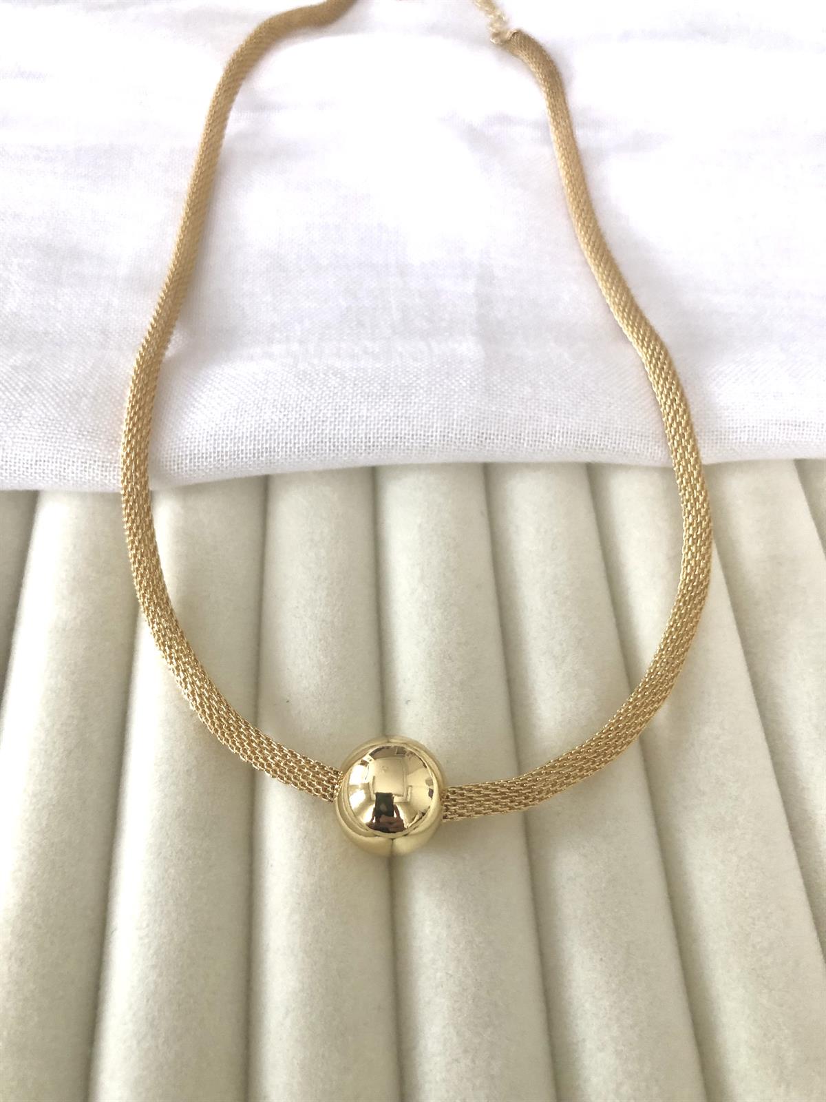 Örgü Zincir Topçuk Uçlu Gold Kolye
