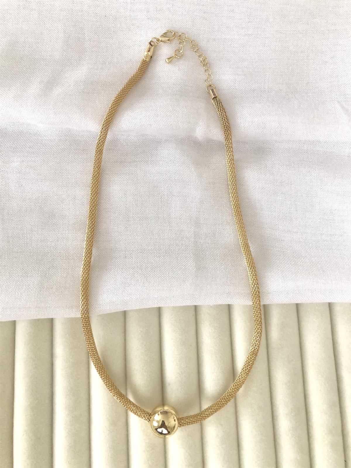 Örgü Zincir Topçuk Uçlu Gold Kolye