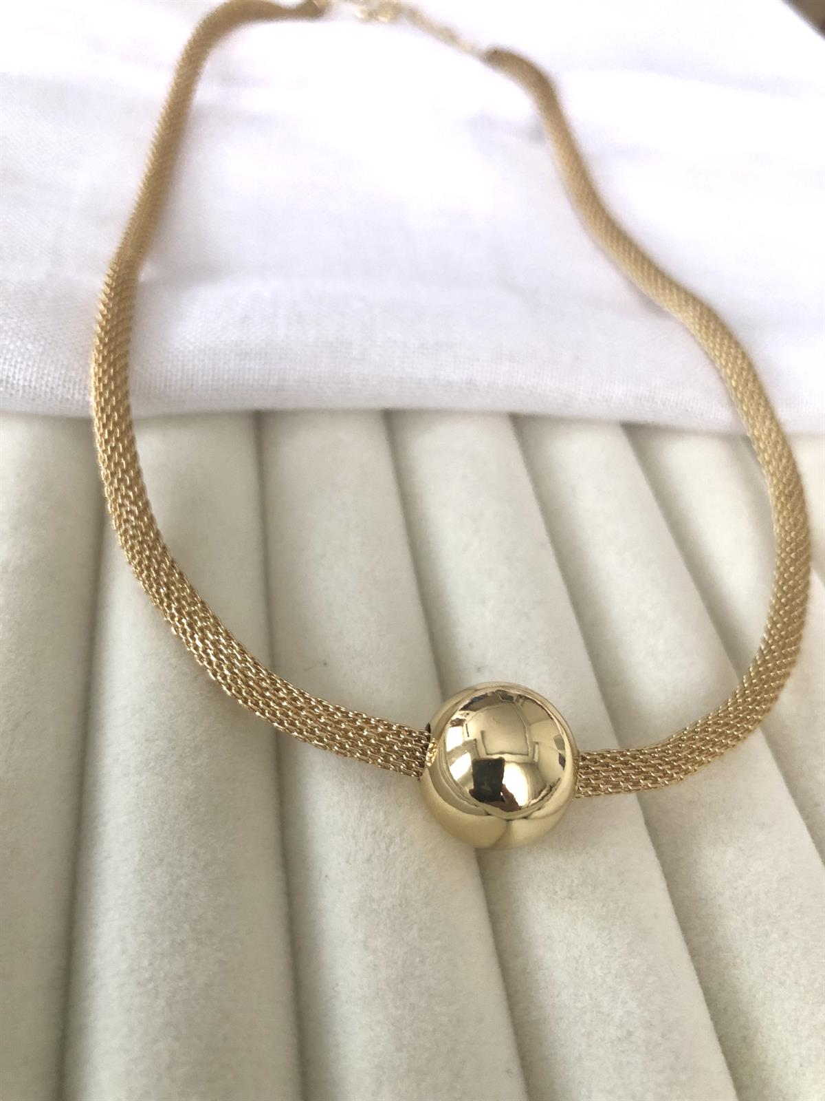 Örgü Zincir Topçuk Uçlu Gold Kolye