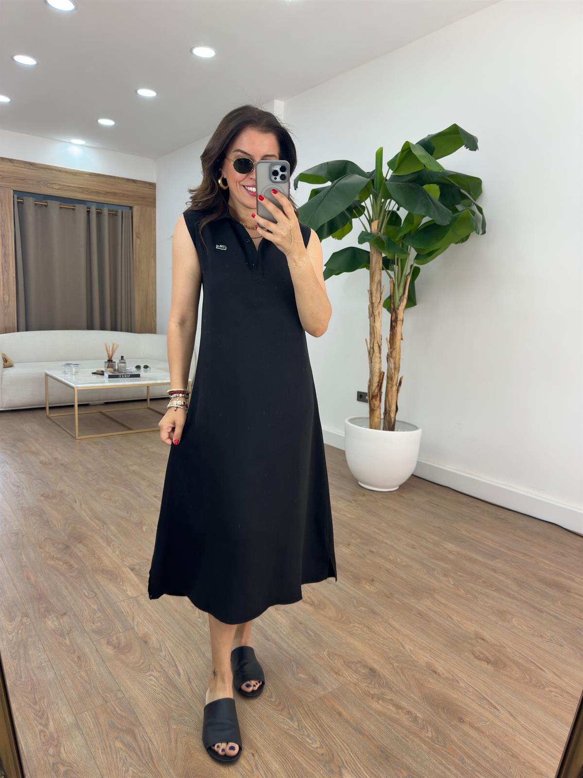 Orijinal Marka Basic Midi Elbise - Siyah