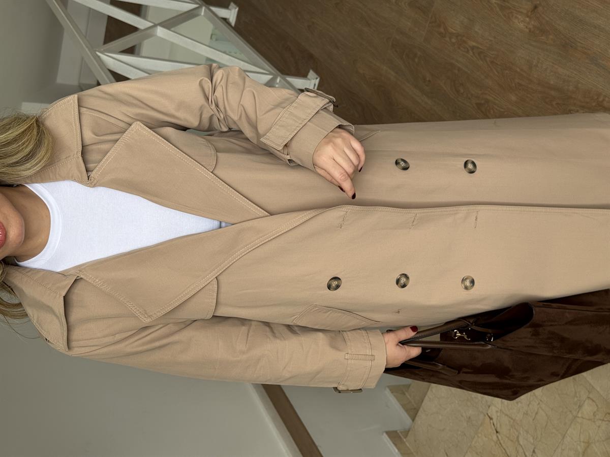 Orijinal Marka Beli Kuşaklı Trençkot - Camel