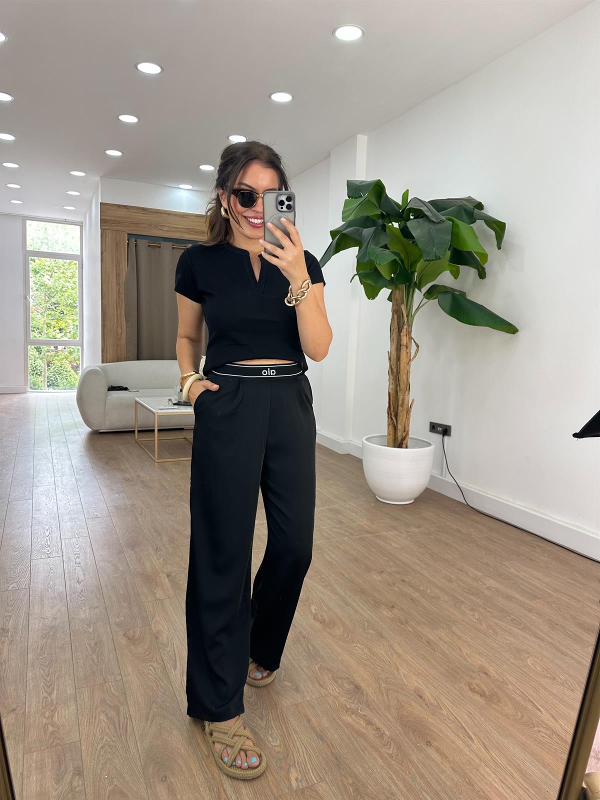 Orijinal Marka Beli Lastikli Bol Paça Pantolon 