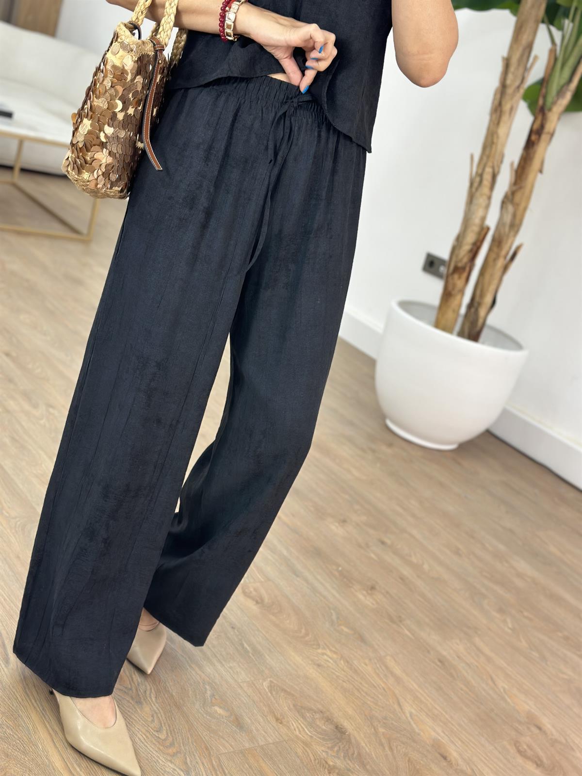 Orijinal Marka Beli Lastikli Pantolon Yelek Takım - Siyah