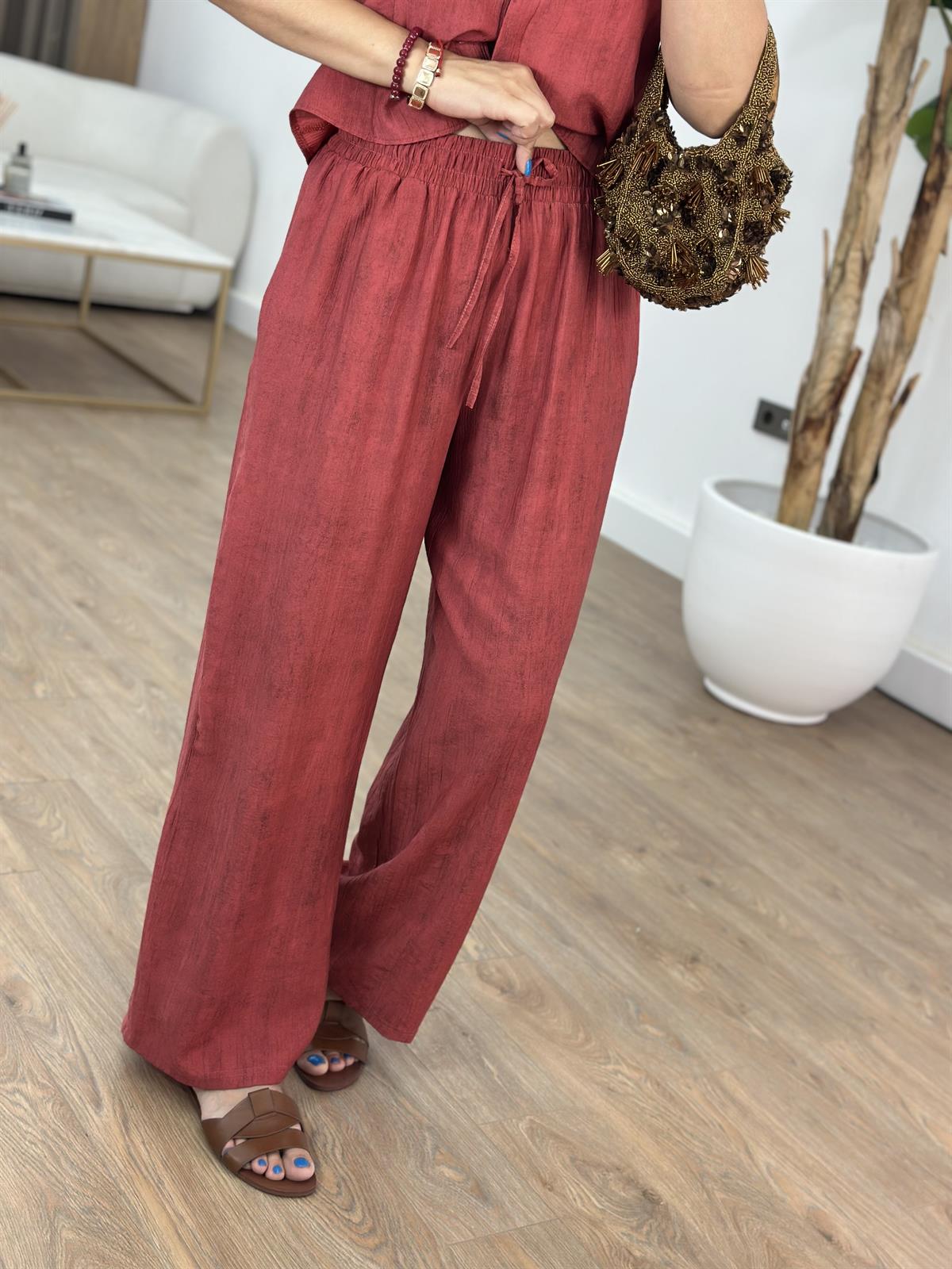 Orijinal Marka Beli Lastikli Pantolon Yelek Takım - Kiremit