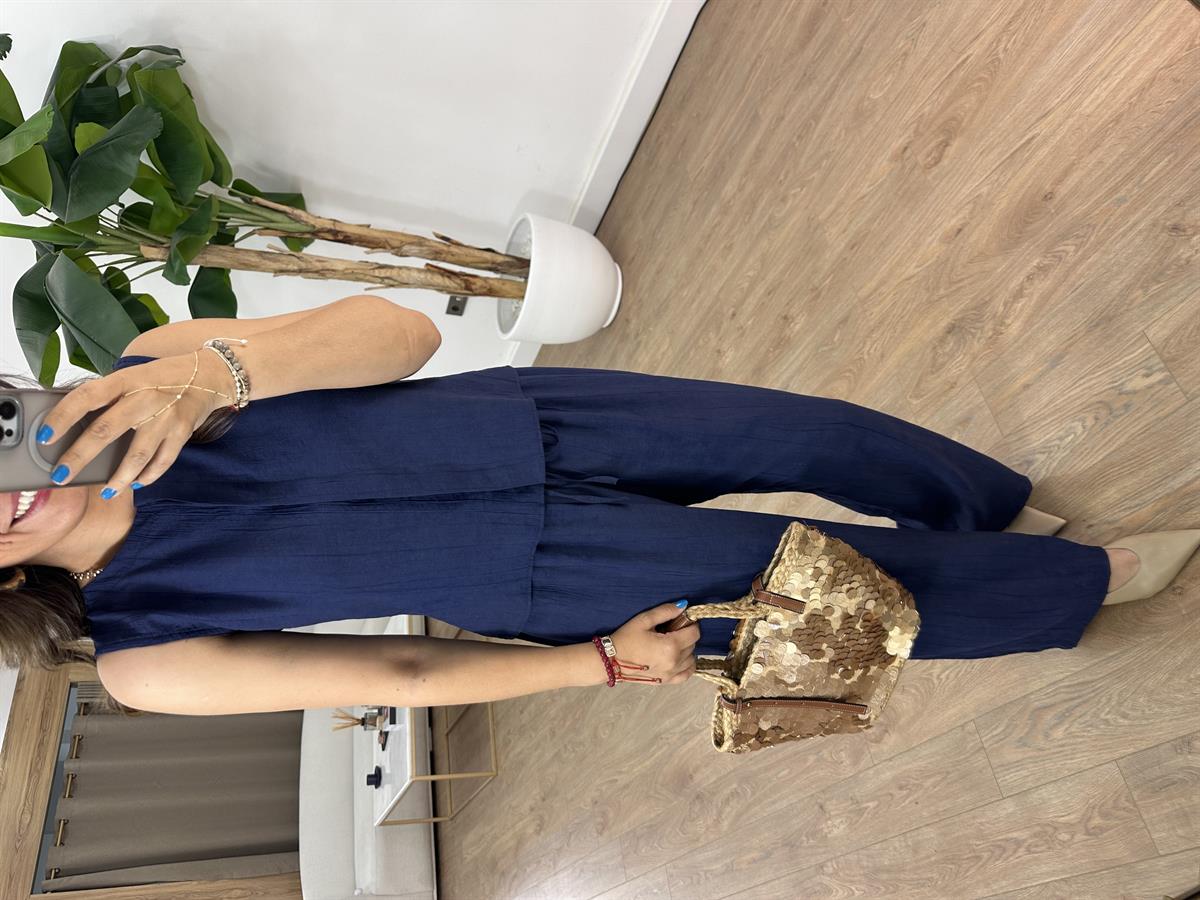 Orijinal Marka Beli Lastikli Pantolon Yelek Takım - Lacivert