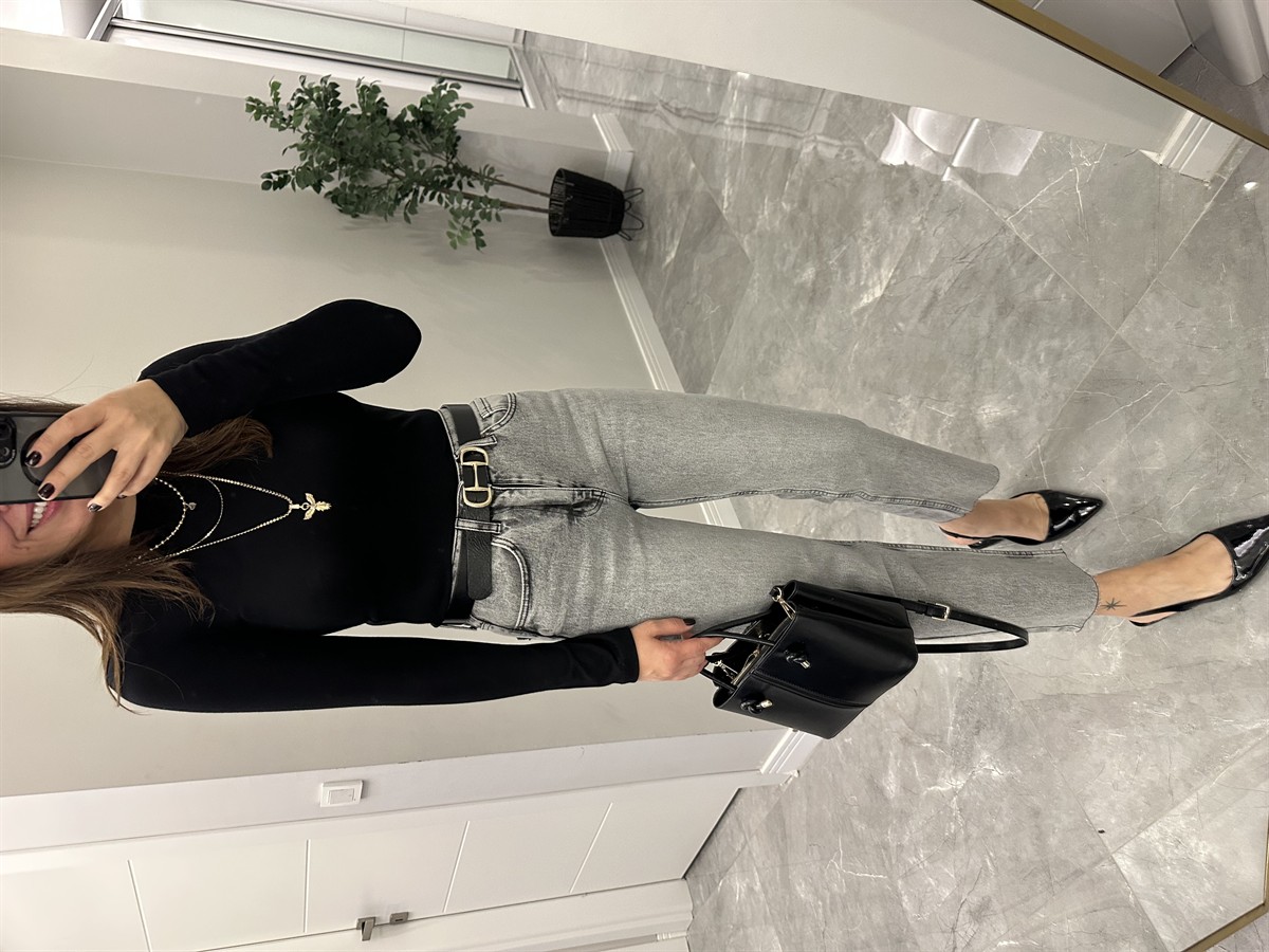 Orijinal Marka Bisiklet Yaka Basic Bluz - Siyah