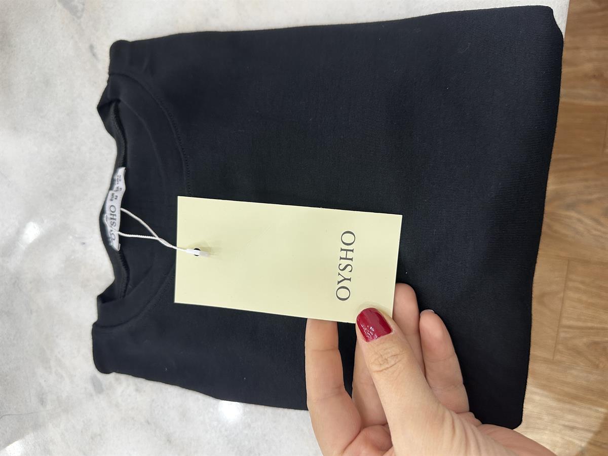 Orijinal Marka Bisiklet Yaka Basic Bluz - Siyah