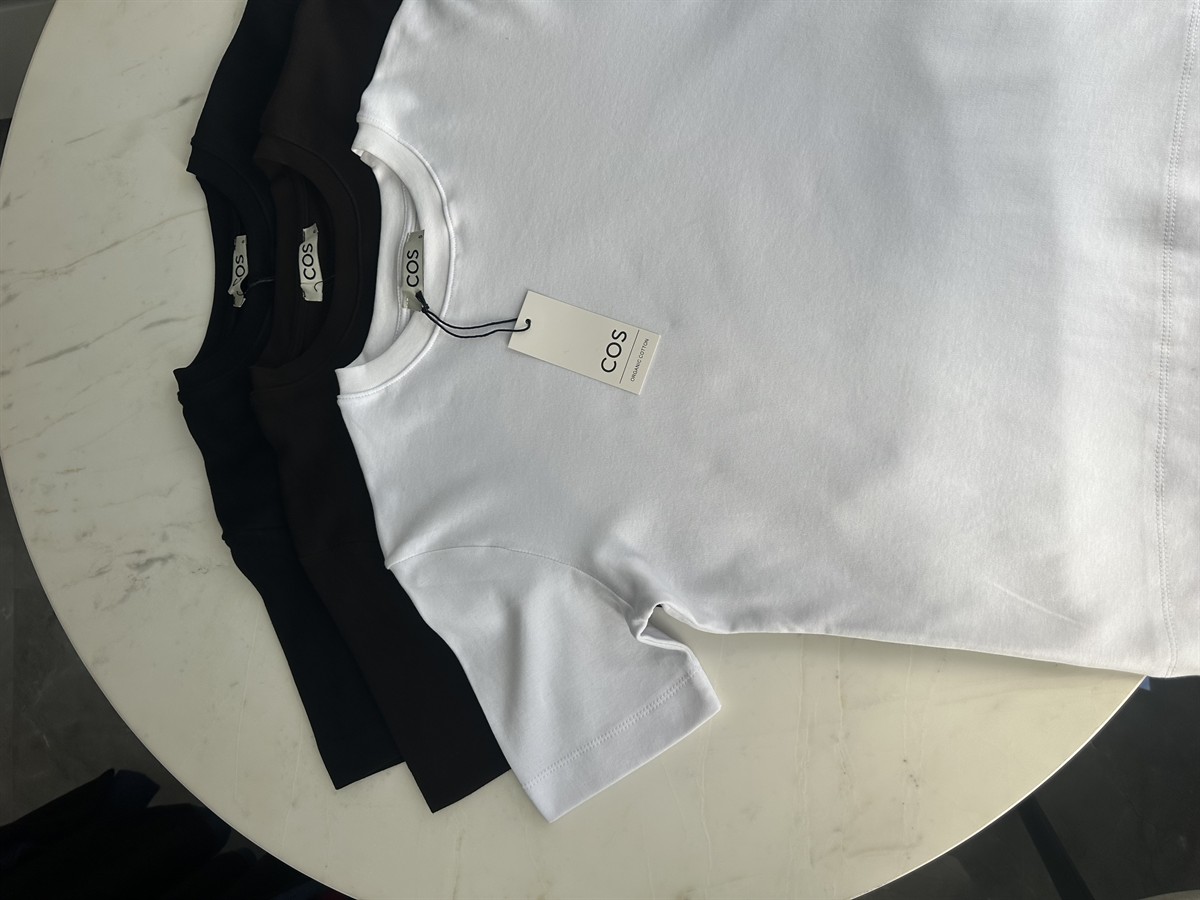 Orijinal Marka Bisiklet Yaka Basic Tshirt - Beyaz