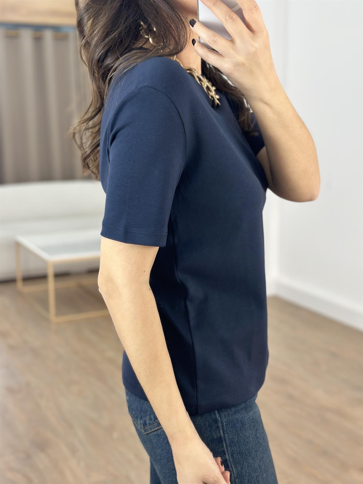 Orijinal Marka Bisiklet Yaka Kısa Kollu Tshirt - Lacivert