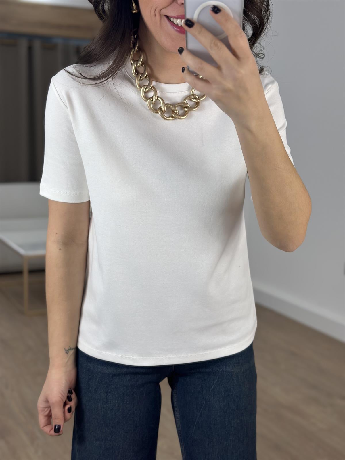 Orijinal Marka Bisiklet Yaka Kısa Kollu Tshirt - Beyaz