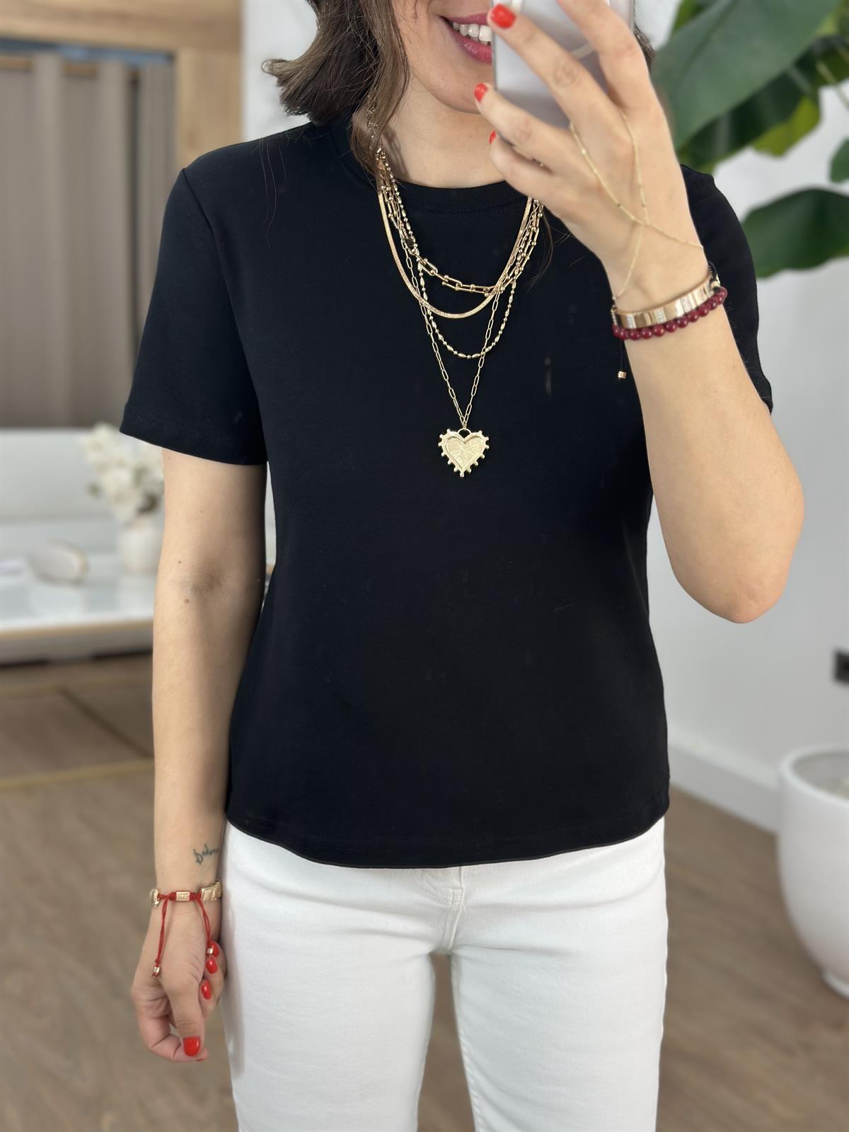 Orijinal Marka Bisiklet Yaka Tshirt - Siyah