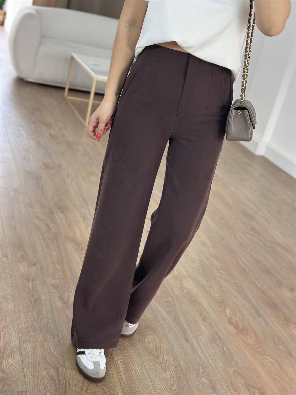 Orijinal Marka Bol Paça Modal Pantolon - Acı Kahve 