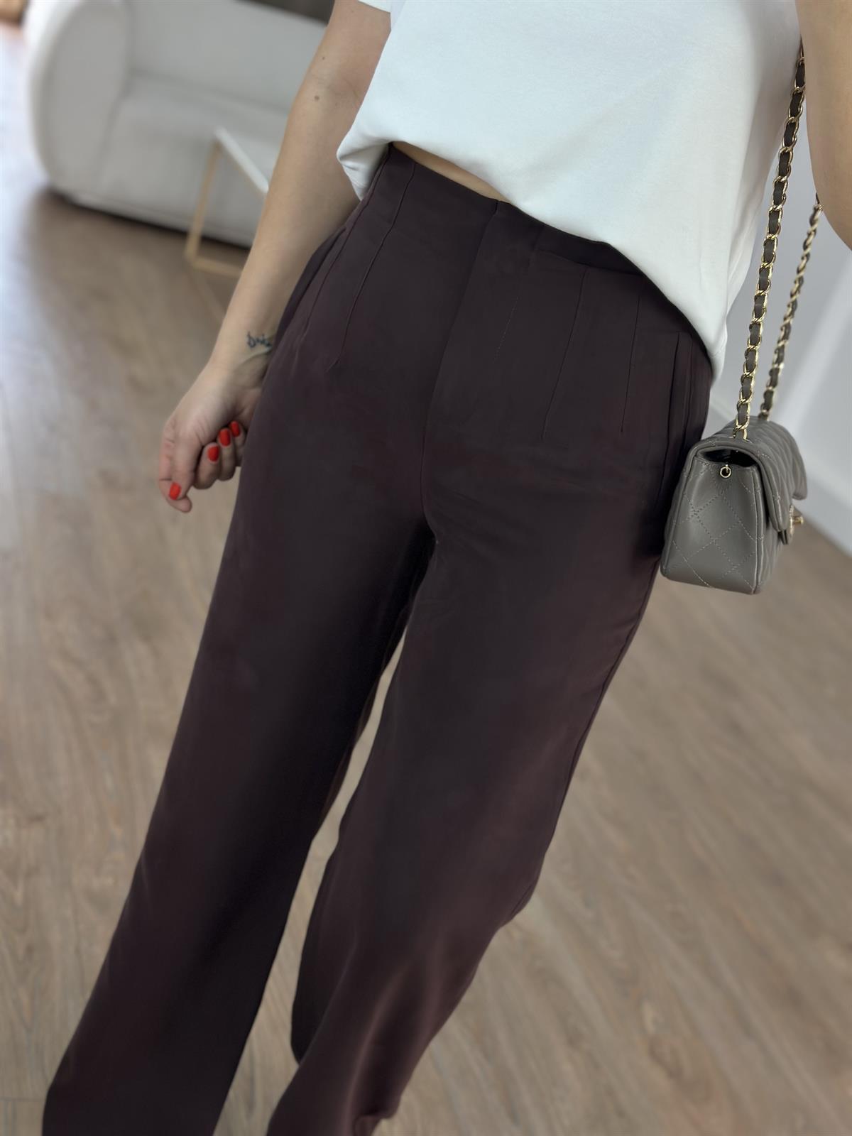 Orijinal Marka Bol Paça Modal Pantolon - Acı Kahve 