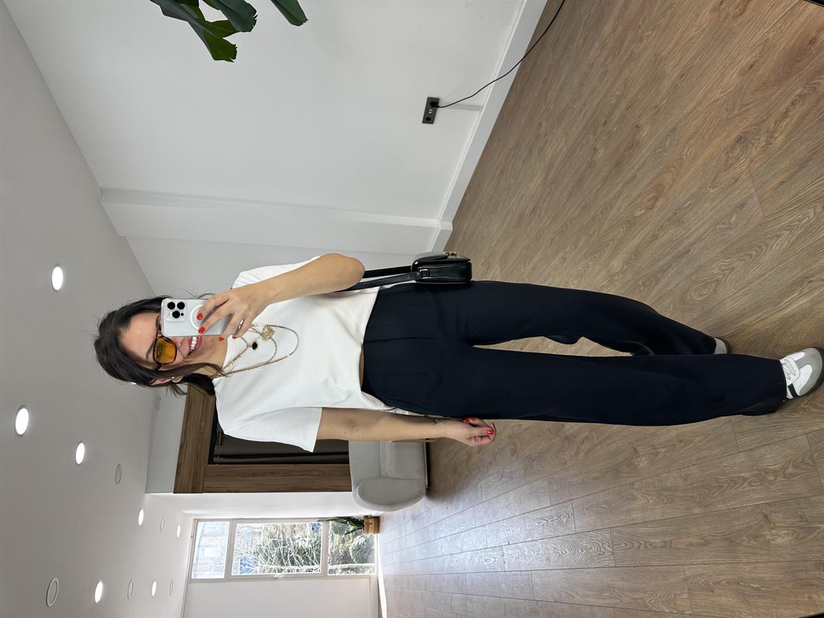 Orijinal Marka Bol Paça Modal Pantolon - Siyah