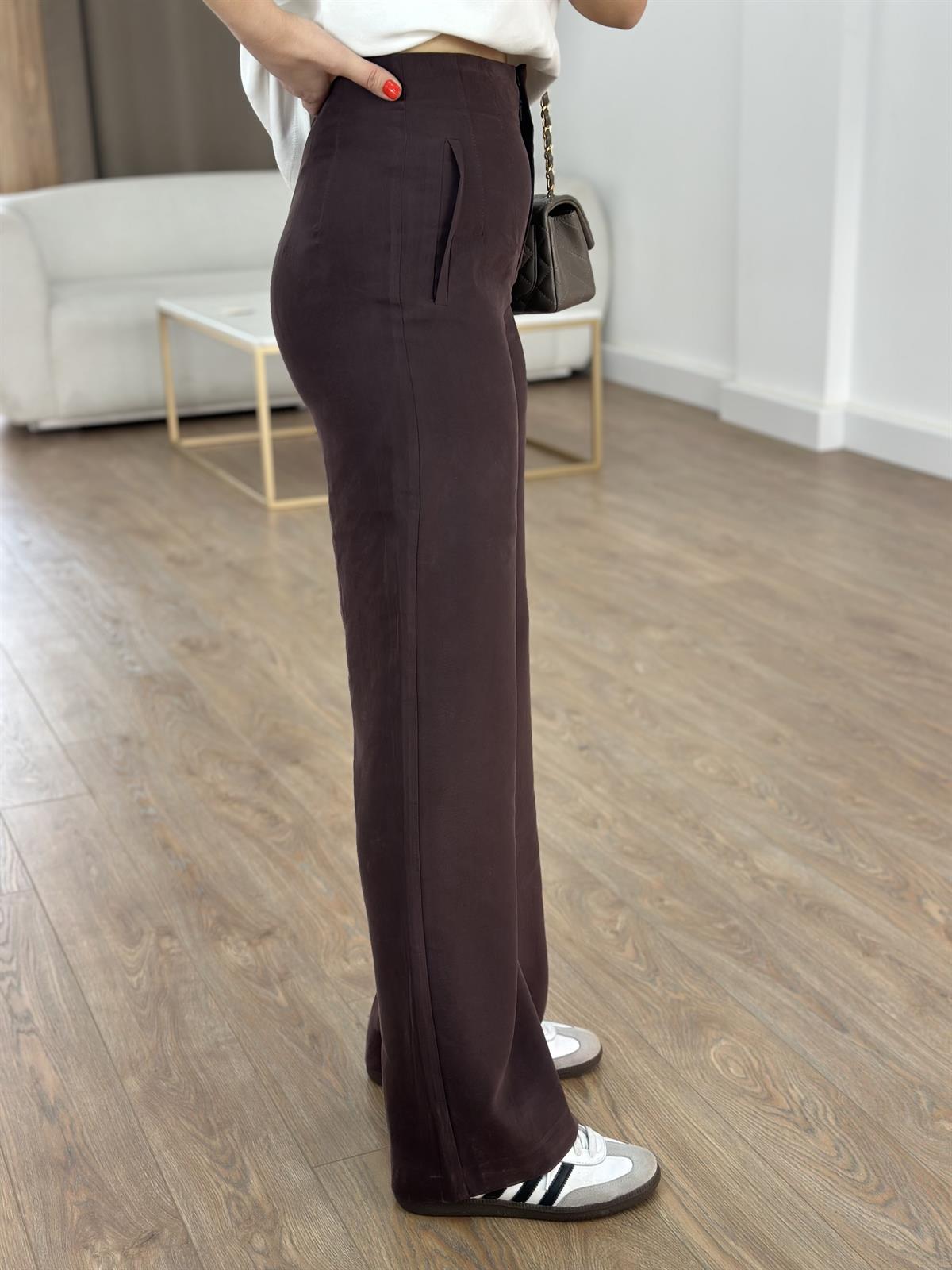 Orijinal Marka Bol Paça Modal Pantolon - Acı Kahve 