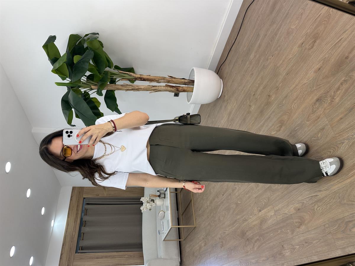 Orijinal Marka Bol Paça Modal Pantolon - Haki