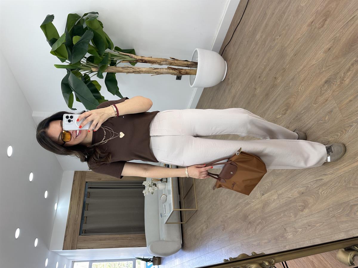 Orijinal Marka Bol Paça Modal Pantolon - Taş