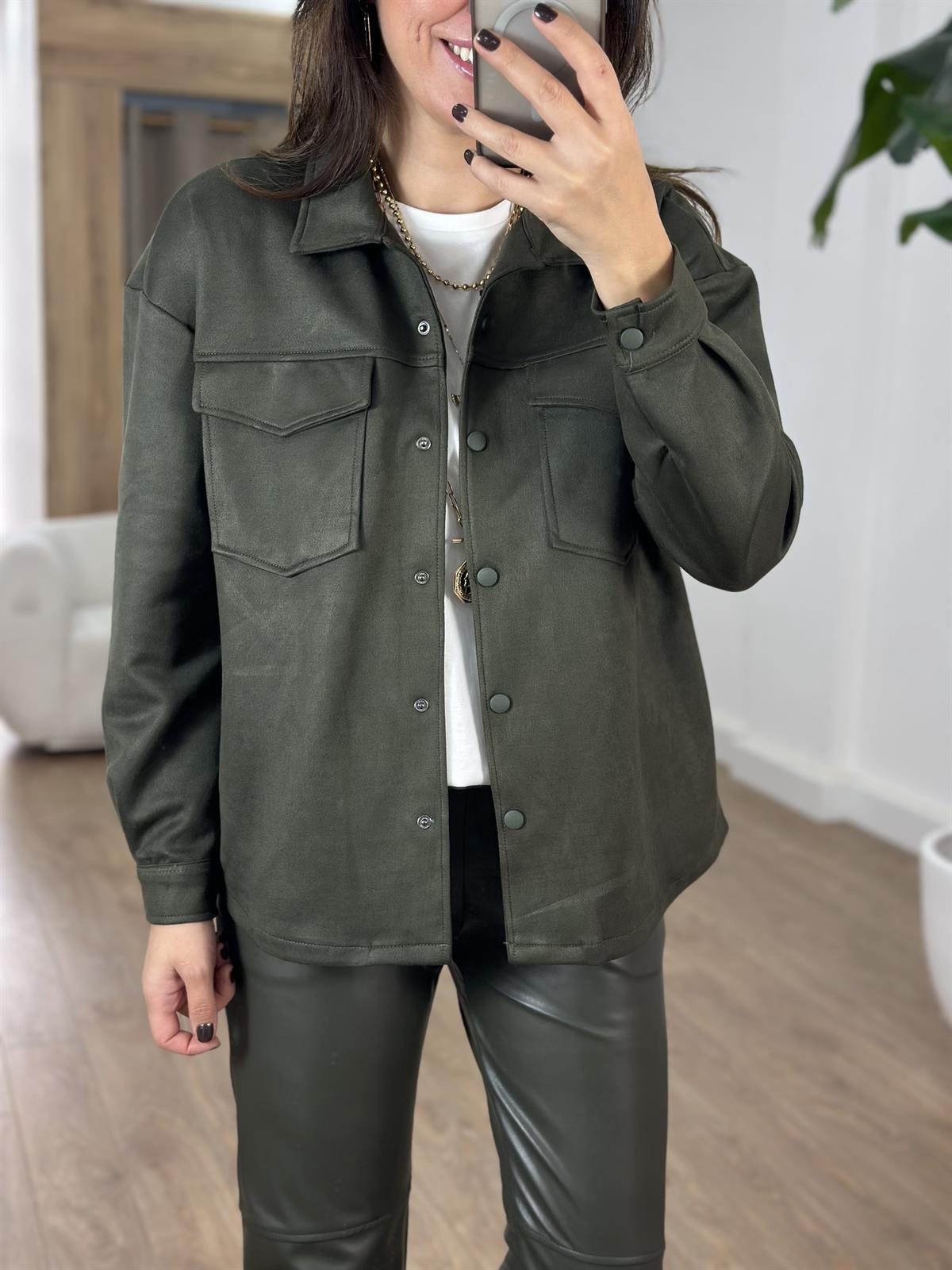 Orijinal Marka Çıtçıtlı Süet Gömlek - Haki