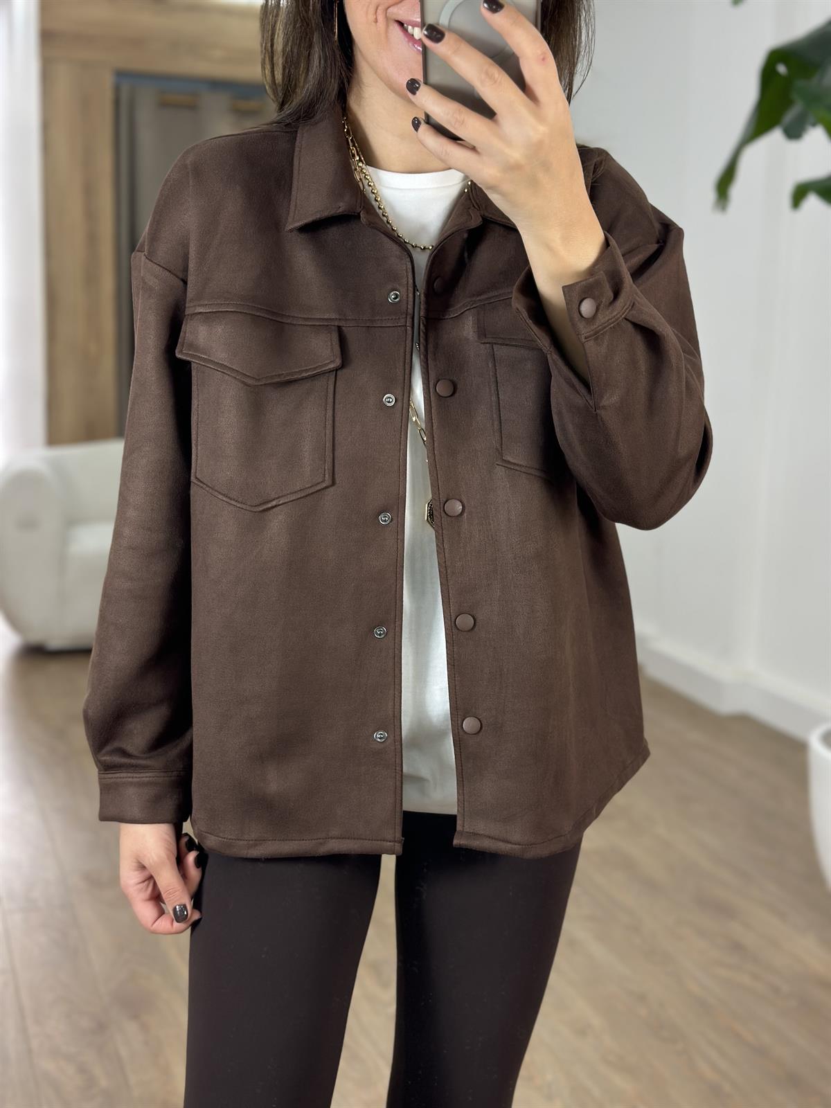 Orijinal Marka Çıtçıtlı Süet Gömlek - Kahverengi