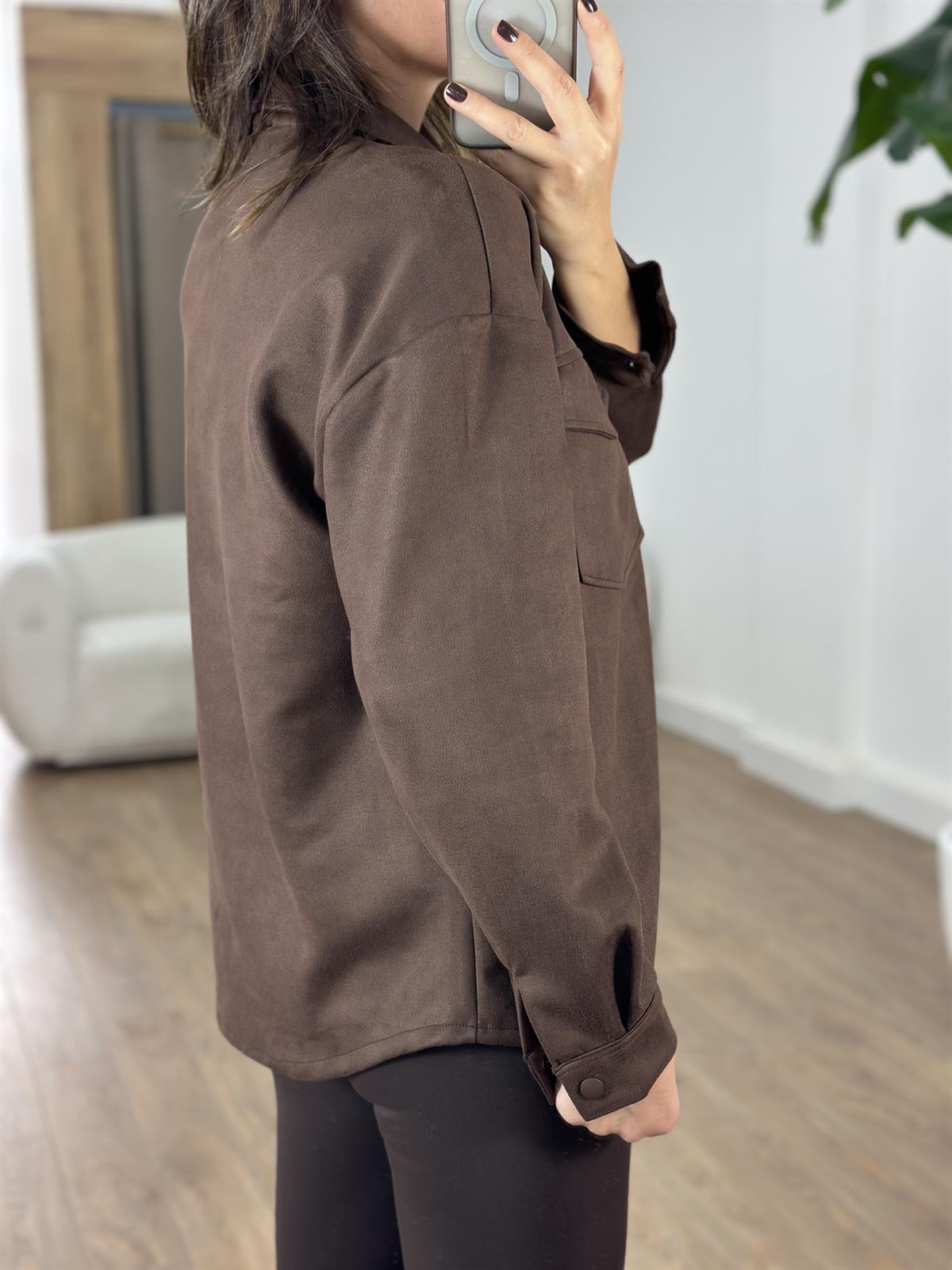 Orijinal Marka Çıtçıtlı Süet Gömlek - Kahverengi