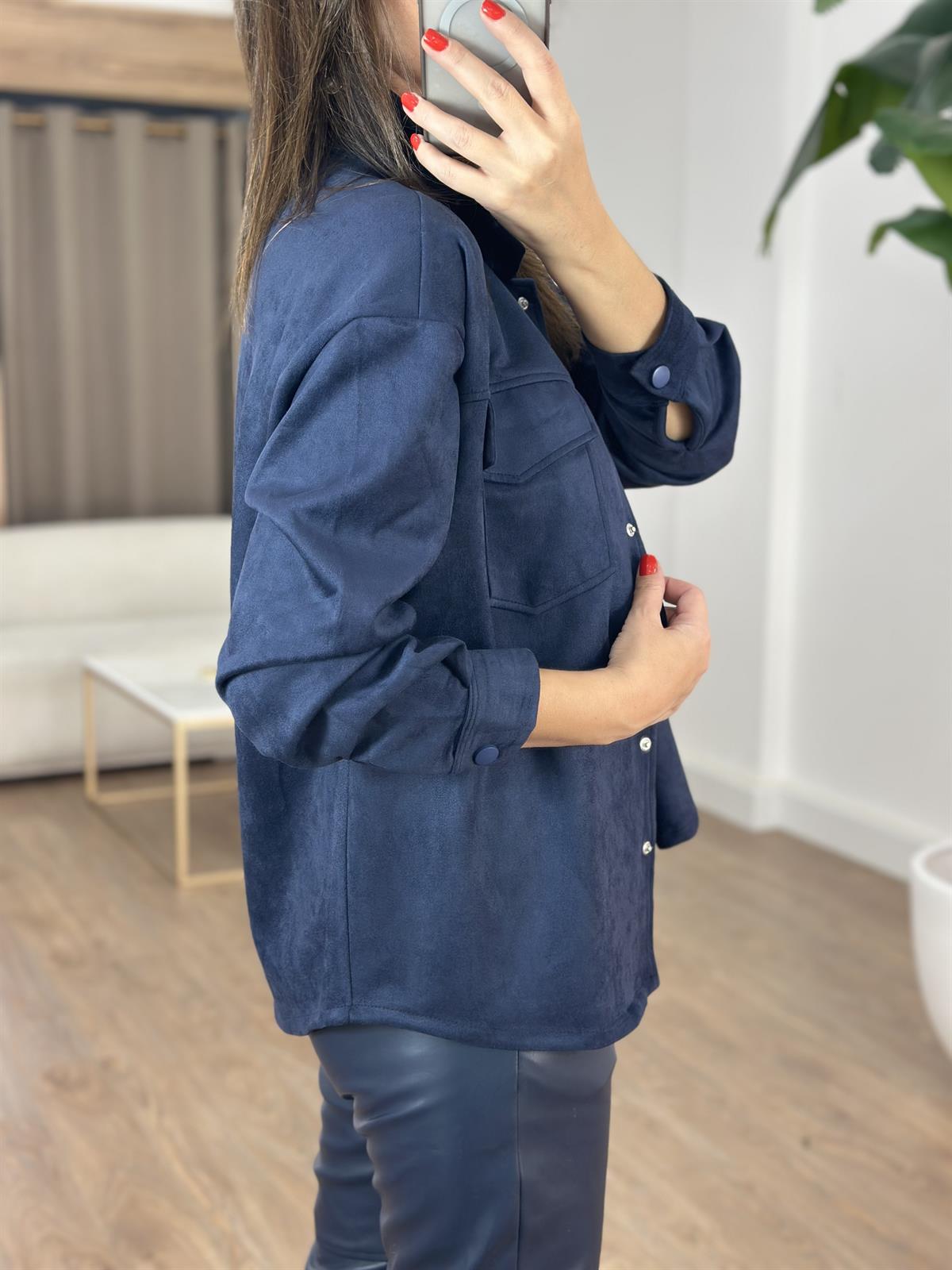 Orijinal Marka Çıtçıtlı Süet Gömlek - Lacivert