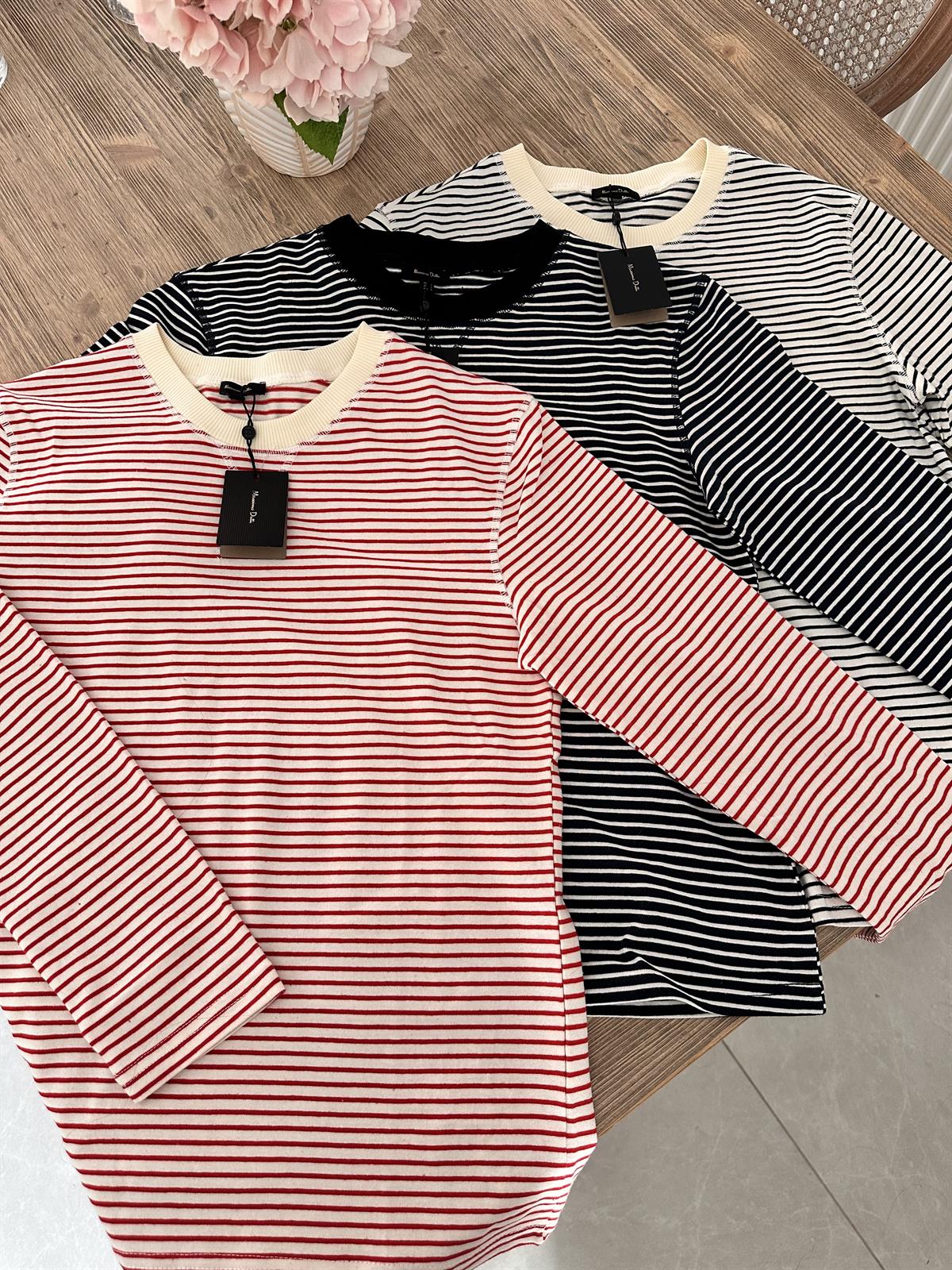 Orijinal Marka Çizgili Sweat-Ekru