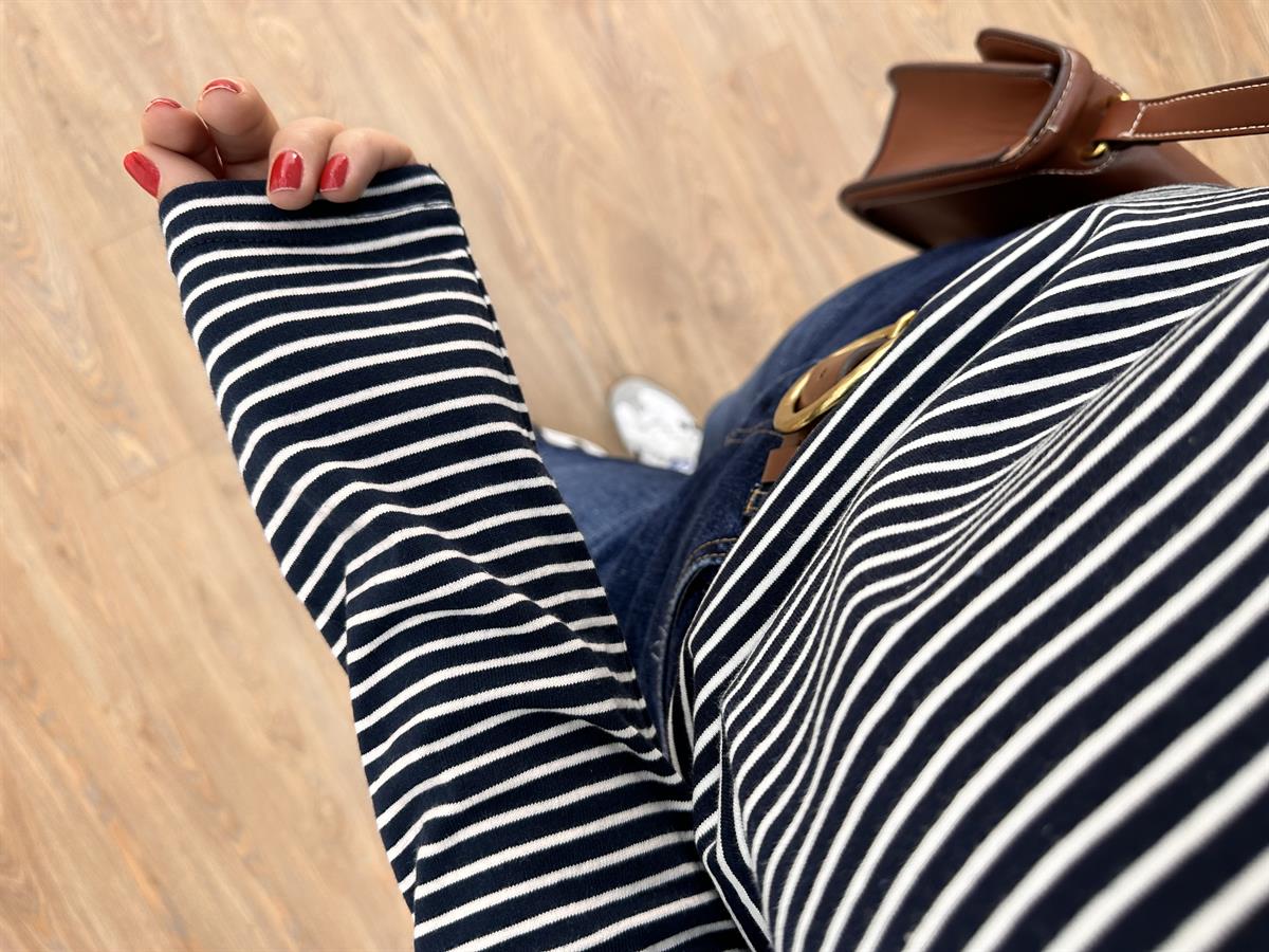 Orijinal Marka Çizgili Sweat-Lacivert